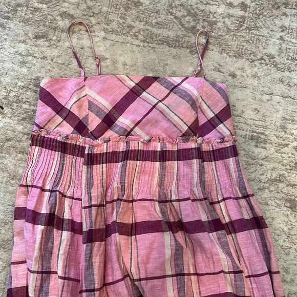 Anthropologie Maeve Linen Pleated-Waist Hanky-Hem Midi Dress linen large - Picture 12 of 13